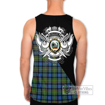 MacLaren Ancient Tartan Men's Tank Top with Family Crest and Military Logo Style