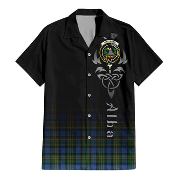 MacLaren Ancient Tartan Short Sleeve Button Up Shirt Featuring Alba Gu Brath Family Crest Celtic Inspired