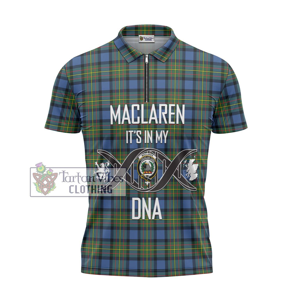 MacLaren Ancient Tartan Zipper Polo Shirt with Family Crest DNA In Me Style - Tartanvibesclothing Shop