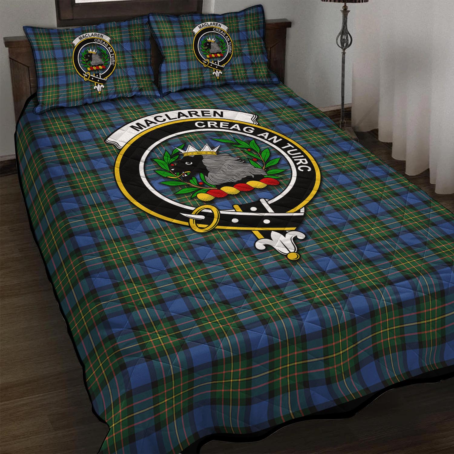 MacLaren Ancient Tartan Quilt Bed Set with Family Crest - Tartan Vibes Clothing