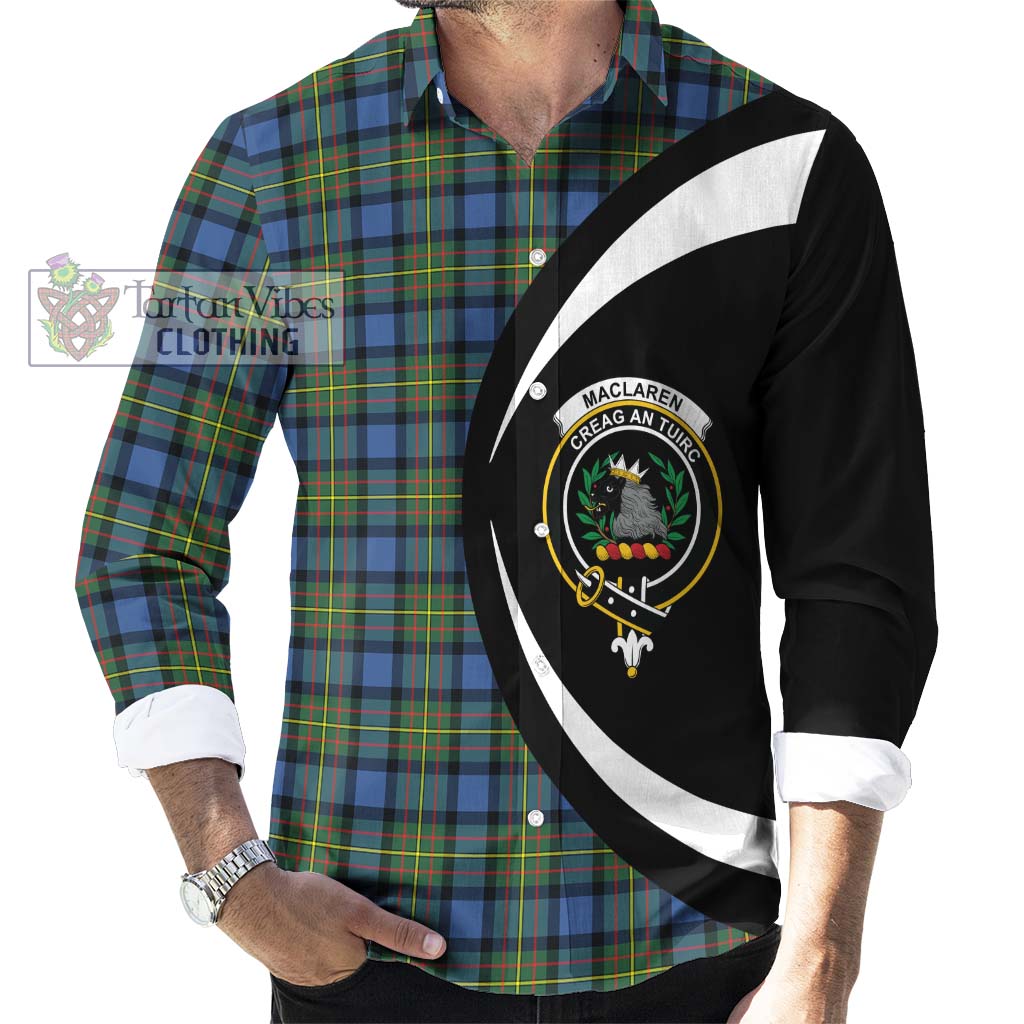 MacLaren Ancient Tartan Long Sleeve Button Up with Family Crest Circle Style - Tartan Vibes Clothing