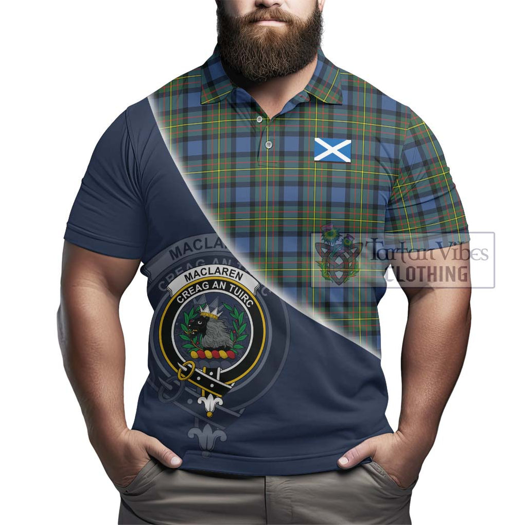 MacLaren Ancient Tartan Polo Shirt with Personalised National Flag and Family Crest Half Style - Tartanvibesclothing Shop