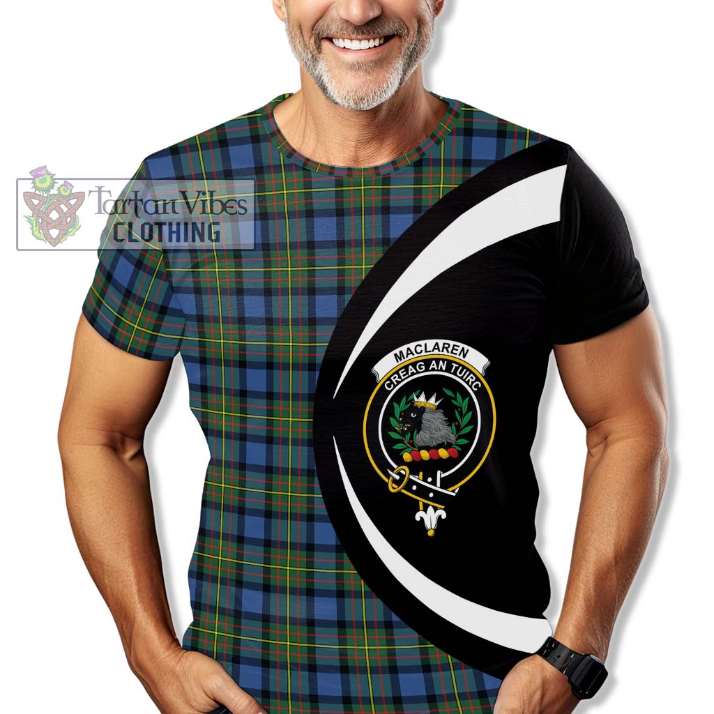 Tartan Vibes Clothing MacLaren Ancient Tartan T-Shirt with Family Crest Circle Style