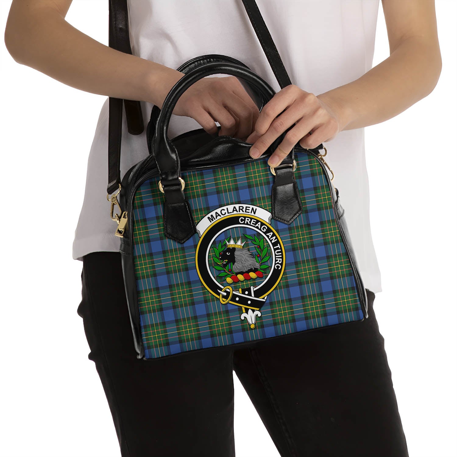 MacLaren Ancient Tartan Shoulder Handbags with Family Crest - Tartanvibesclothing