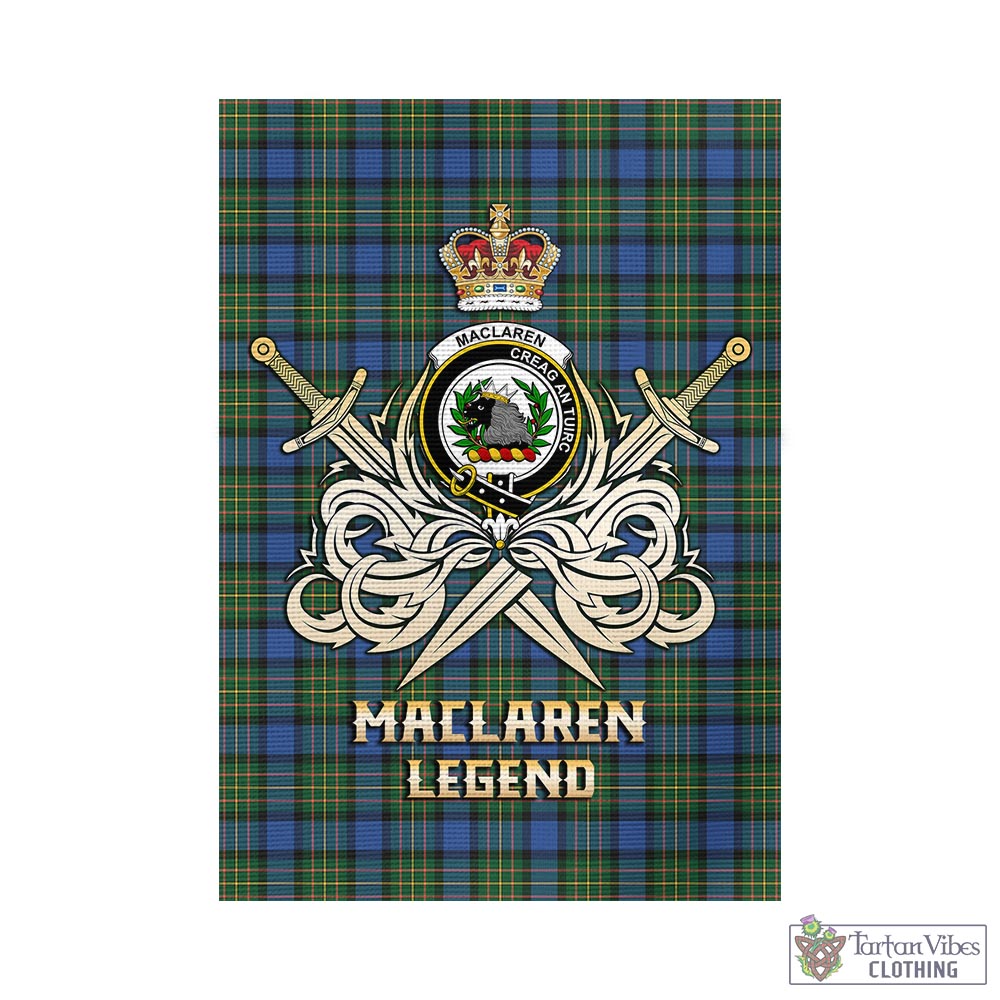 Tartan Vibes Clothing MacLaren Ancient Tartan Flag with Clan Crest and the Golden Sword of Courageous Legacy