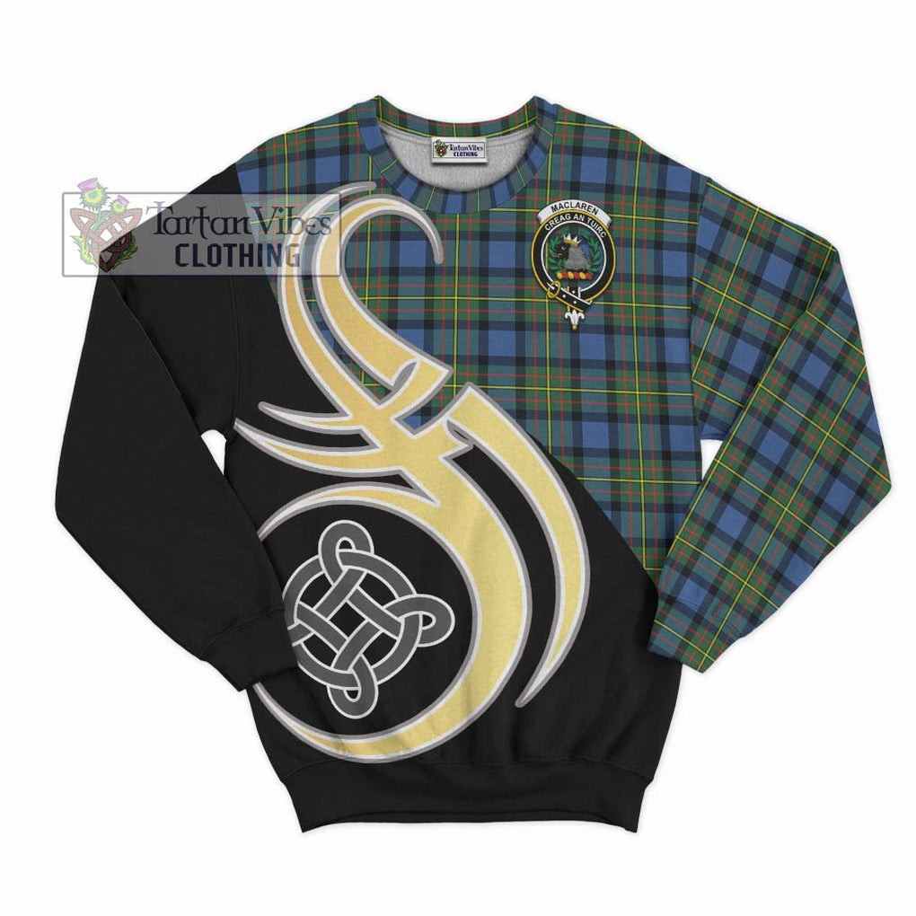 MacLaren Ancient Tartan Sweatshirt with Family Crest and Celtic Symbol Style - Tartan Vibes Clothing