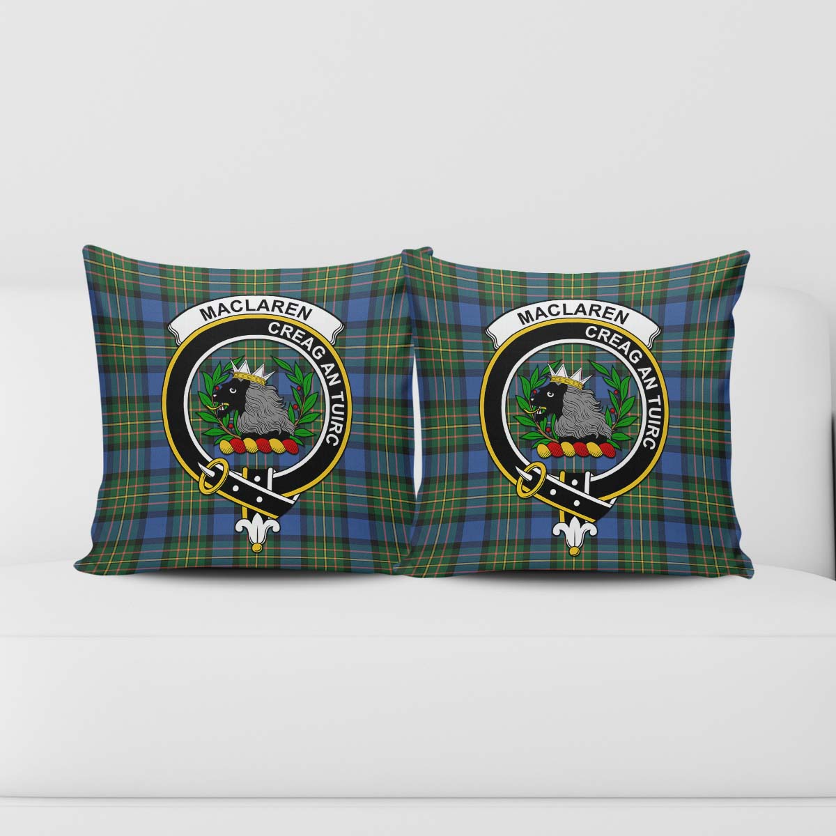 MacLaren Ancient Tartan Pillow Cover with Family Crest - Tartanvibesclothing