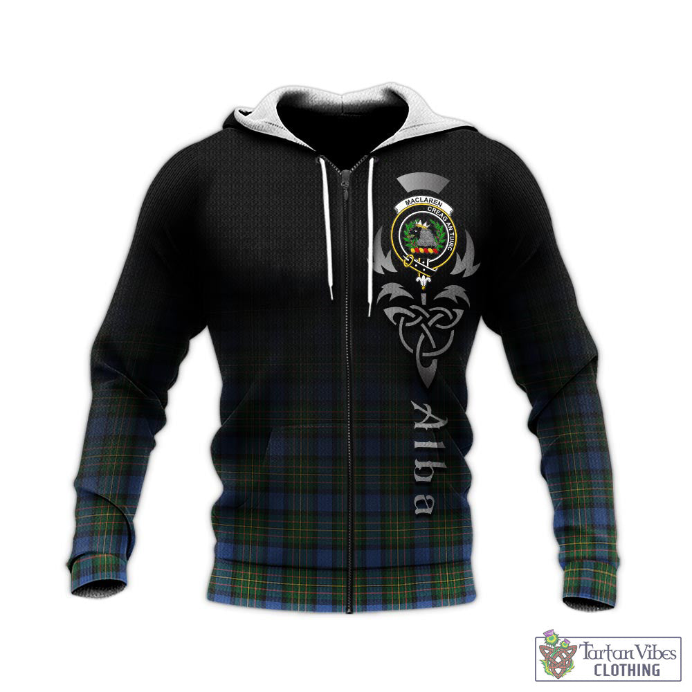 Tartan Vibes Clothing MacLaren Ancient Tartan Knitted Hoodie Featuring Alba Gu Brath Family Crest Celtic Inspired