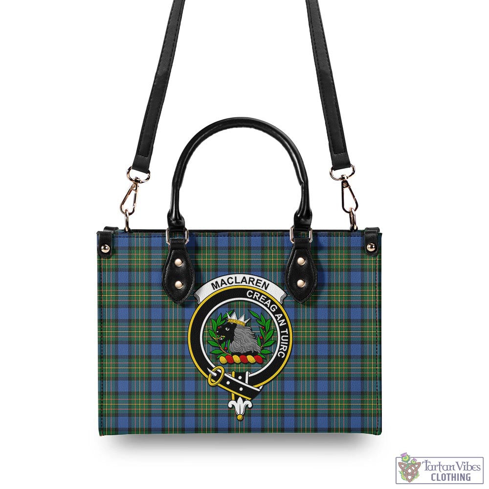 Tartan Vibes Clothing MacLaren Ancient Tartan Luxury Leather Handbags with Family Crest