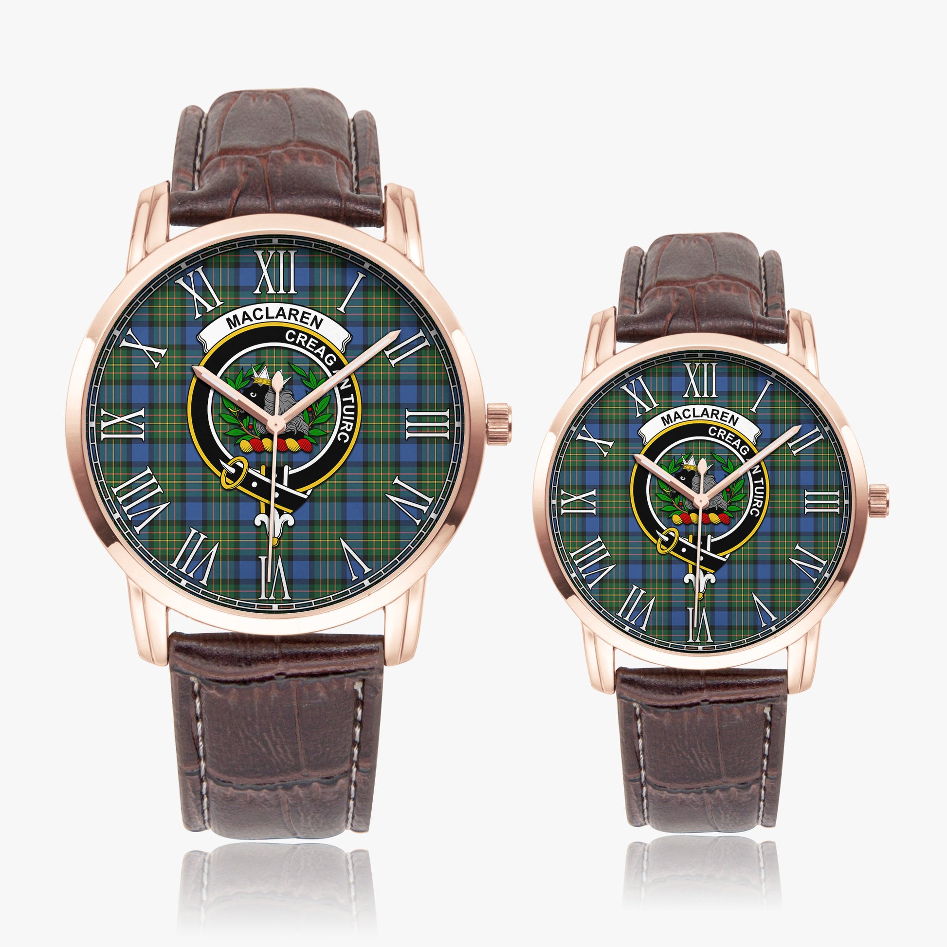 MacLaren Ancient Tartan Family Crest Leather Strap Quartz Watch - Tartanvibesclothing