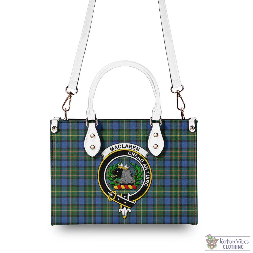 Tartan Vibes Clothing MacLaren Ancient Tartan Luxury Leather Handbags with Family Crest