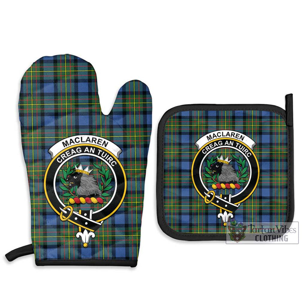 MacLaren Ancient Tartan Combo Oven Mitt & Pot-Holder with Family Crest Combo 1 Oven Mitt & 2 Pot-Holder Black - Tartan Vibes Clothing