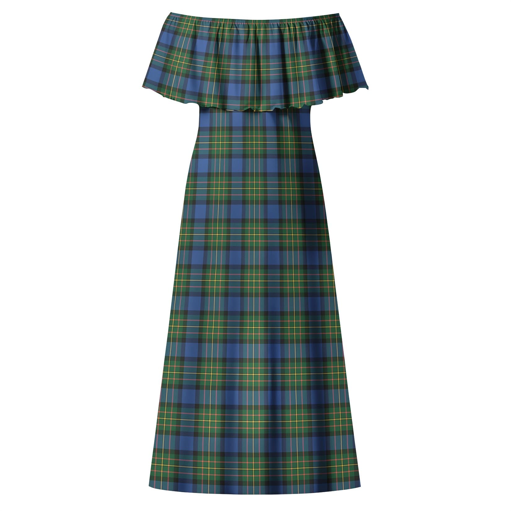 MacLaren Ancient Tartan Off Shoulder Long Dress - Tartanvibesclothing