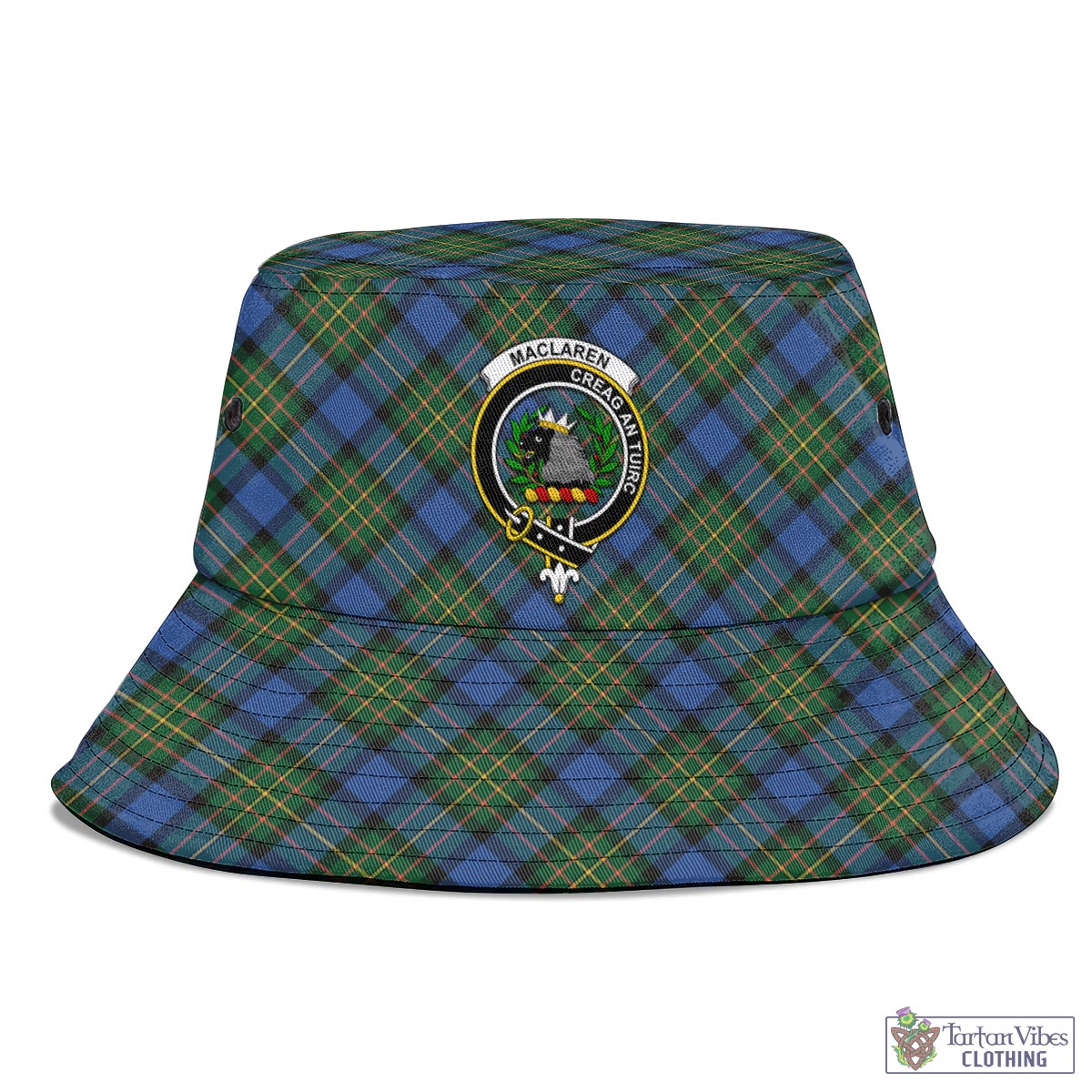 Tartan Vibes Clothing MacLaren Ancient Tartan Bucket Hat with Family Crest