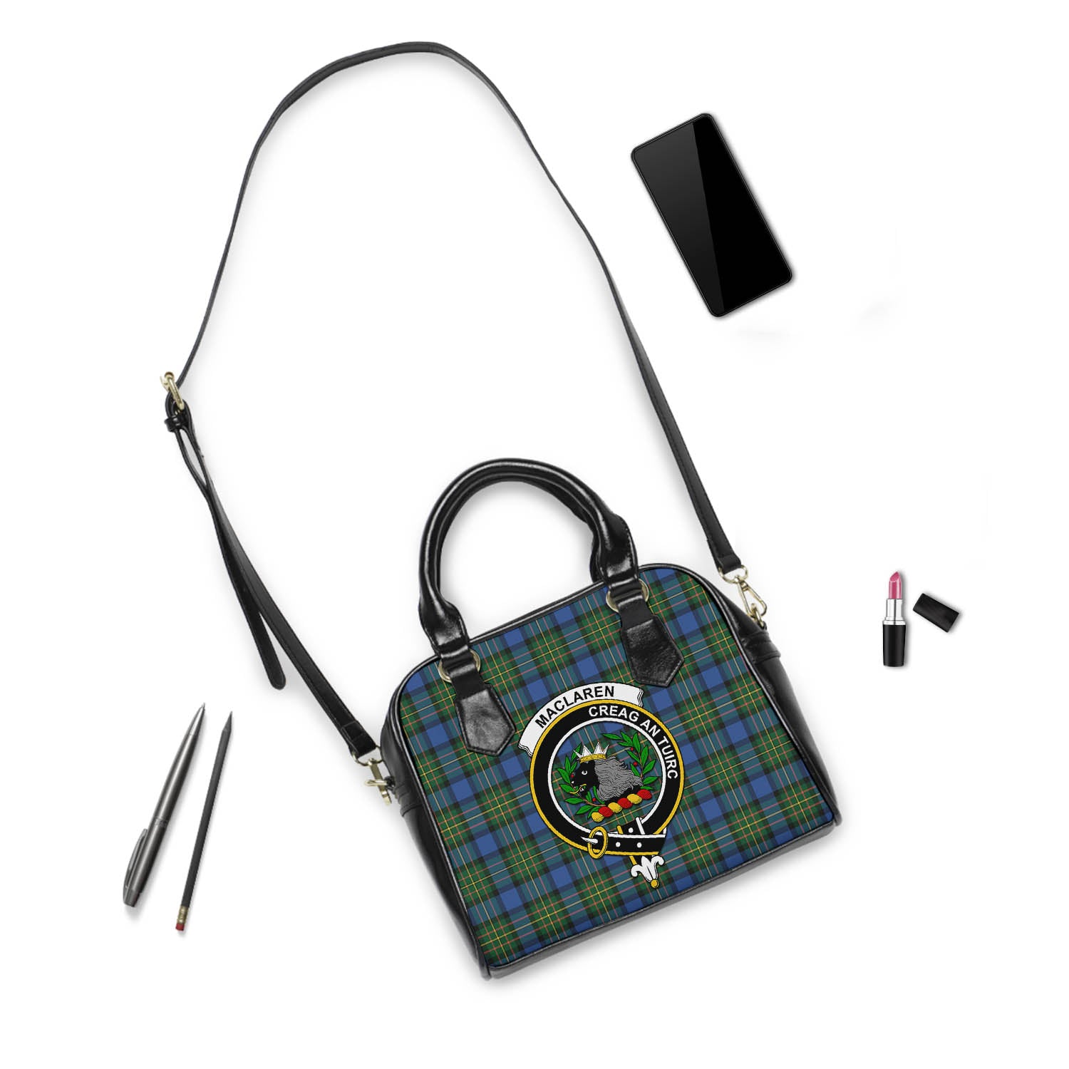 MacLaren Ancient Tartan Shoulder Handbags with Family Crest - Tartanvibesclothing