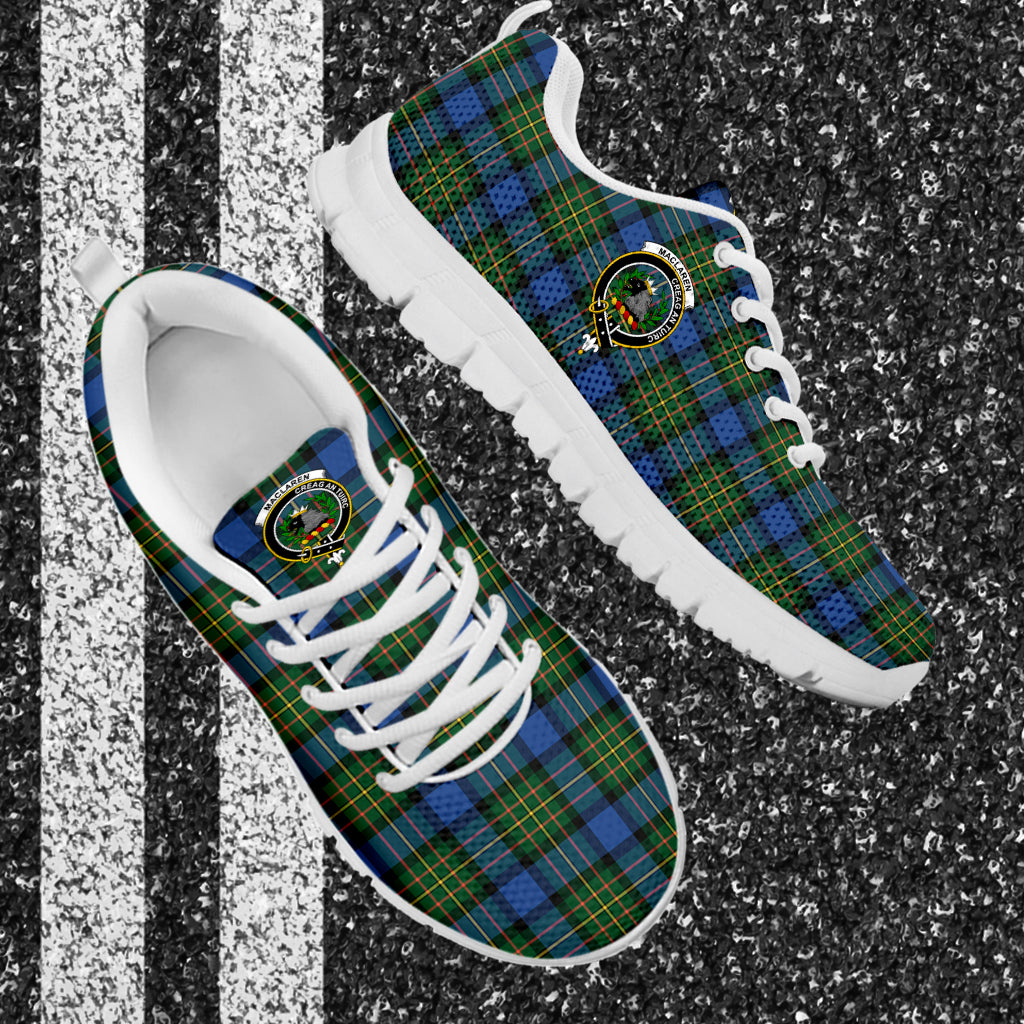 MacLaren Ancient Tartan Sneakers with Family Crest - Tartan Vibes Clothing