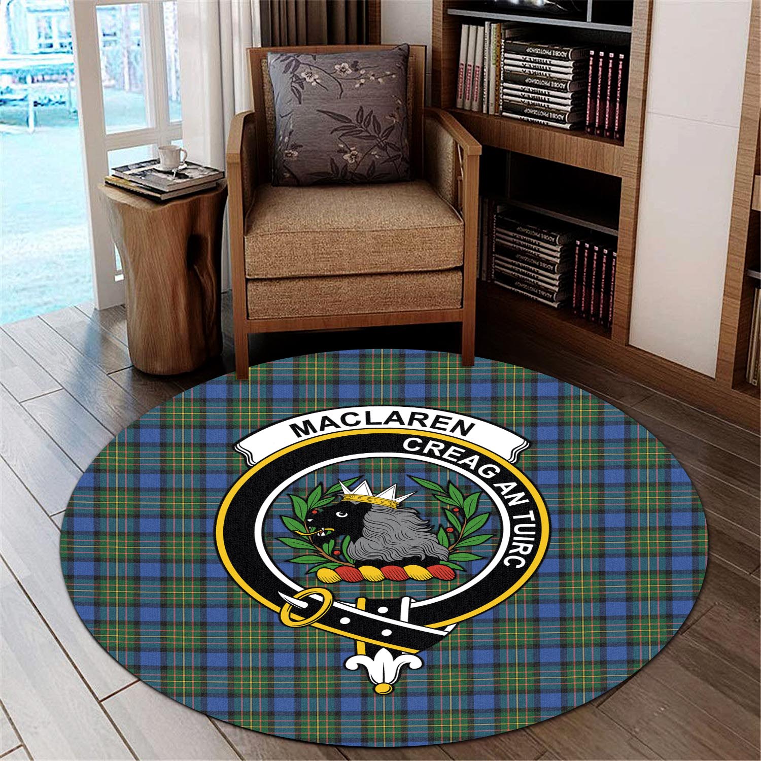 maclaren-ancient-tartan-round-rug-with-family-crest