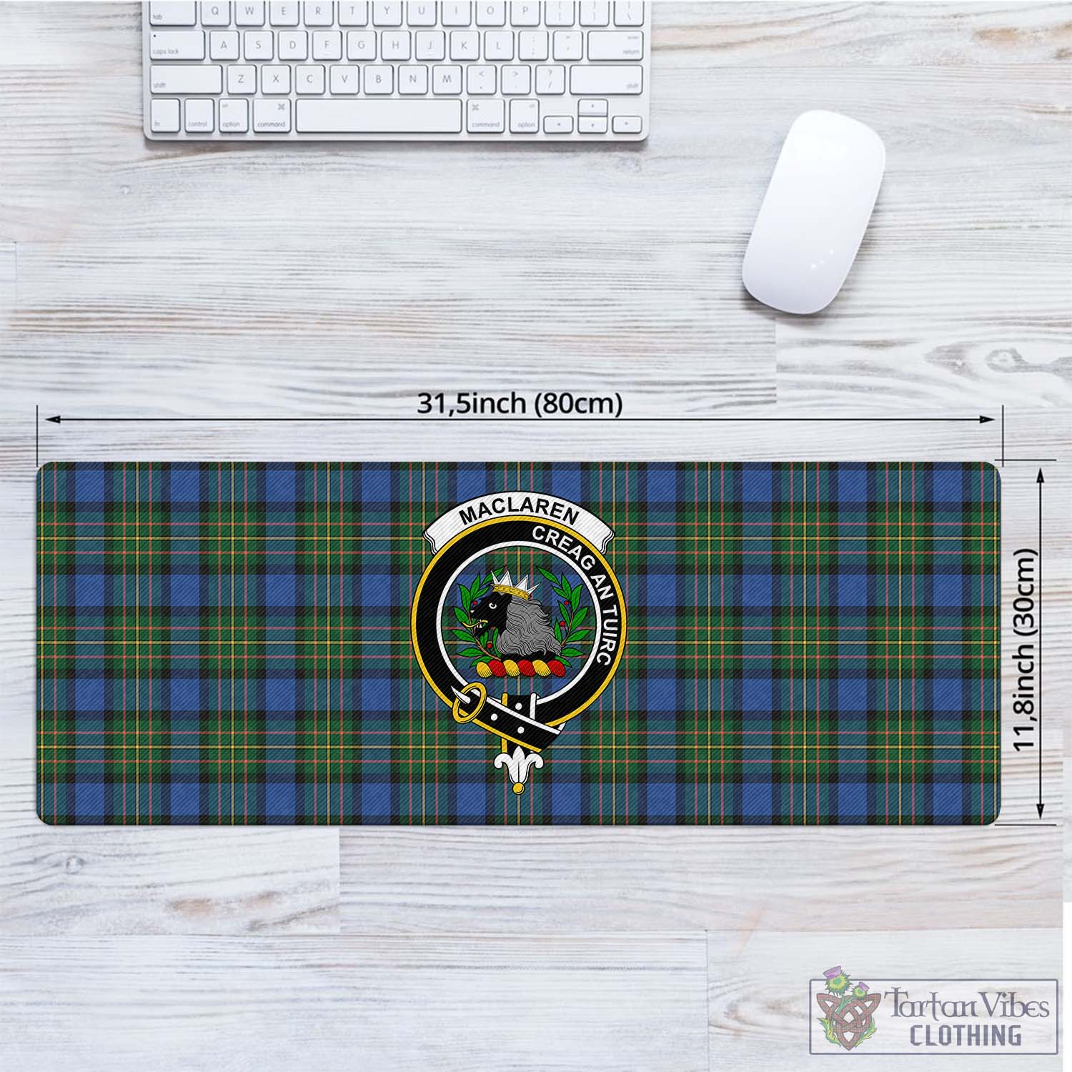 Tartan Vibes Clothing MacLaren Ancient Tartan Mouse Pad with Family Crest