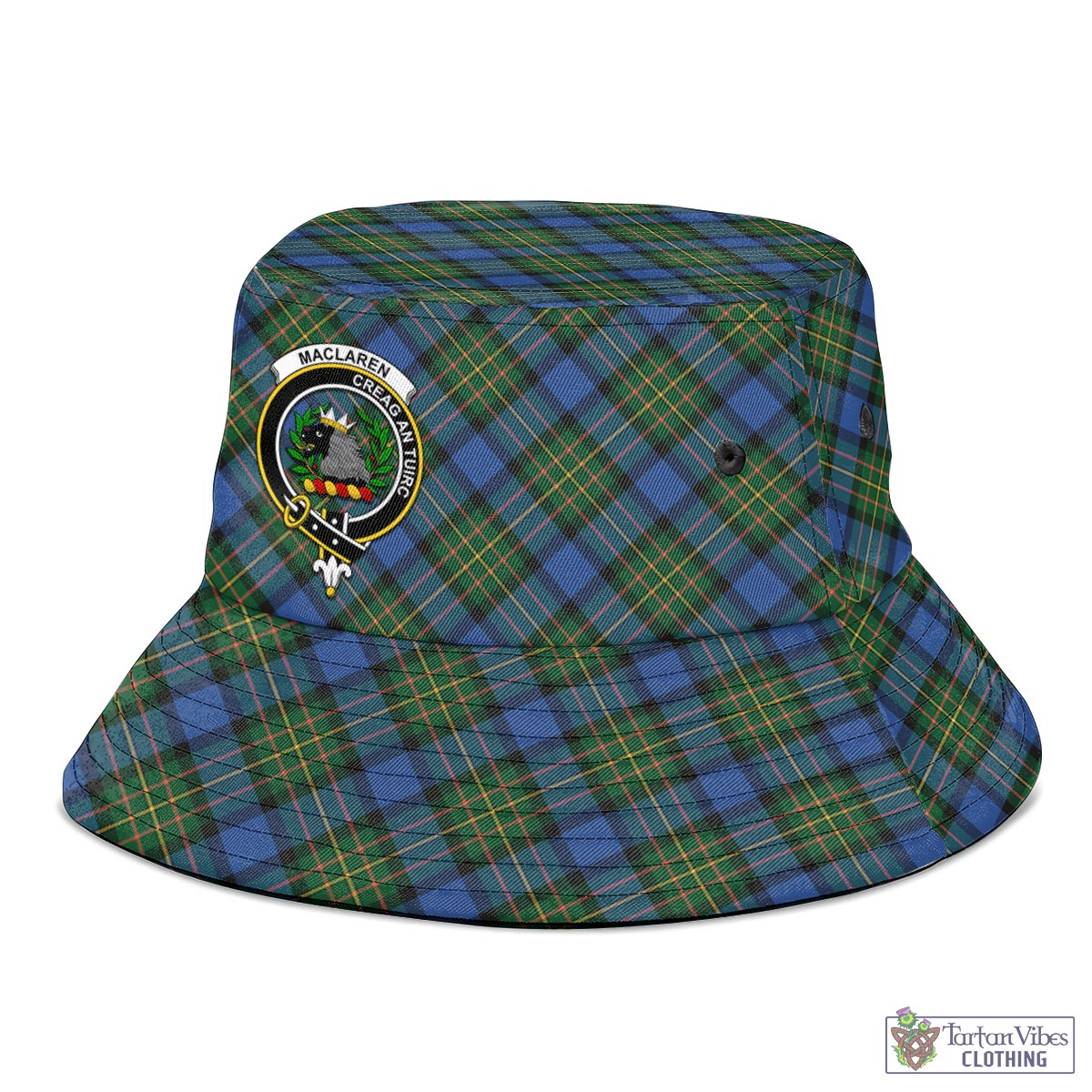 Tartan Vibes Clothing MacLaren Ancient Tartan Bucket Hat with Family Crest