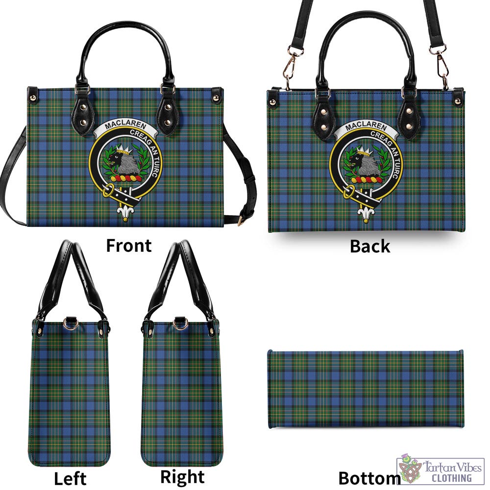 Tartan Vibes Clothing MacLaren Ancient Tartan Luxury Leather Handbags with Family Crest