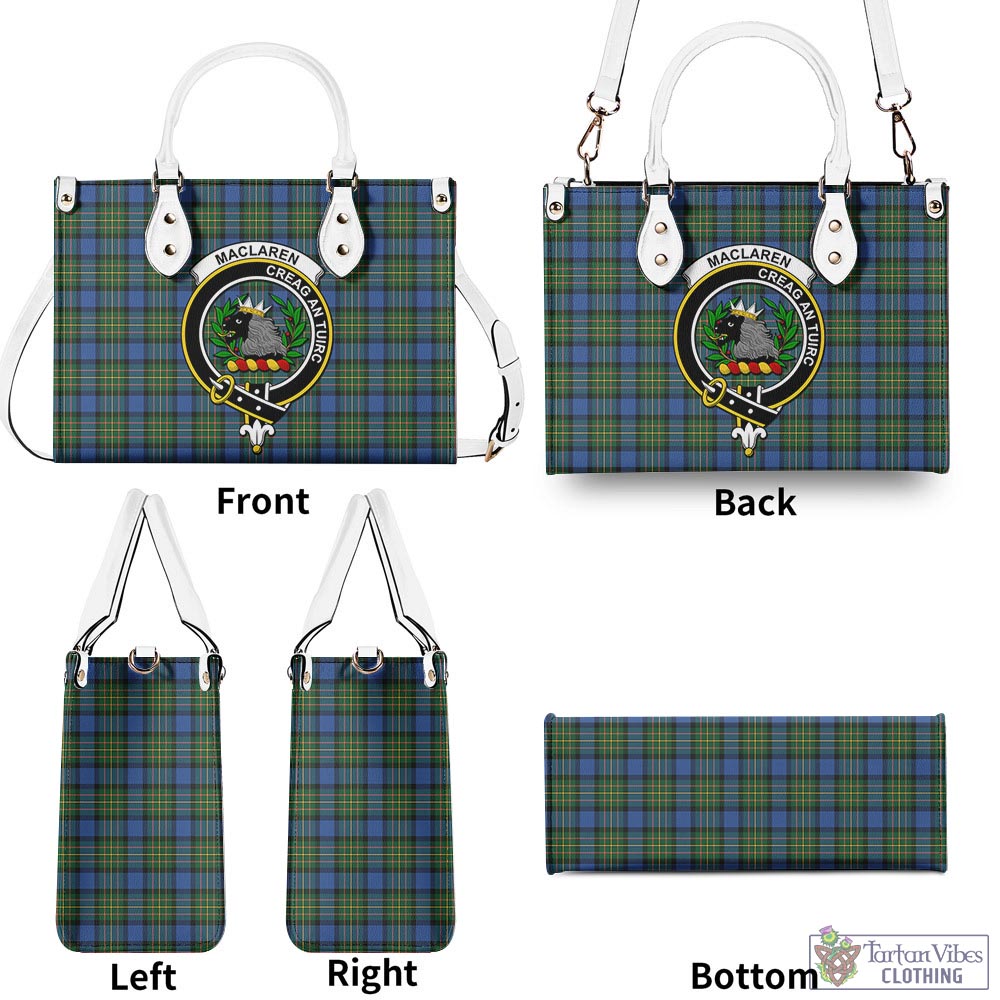 Tartan Vibes Clothing MacLaren Ancient Tartan Luxury Leather Handbags with Family Crest