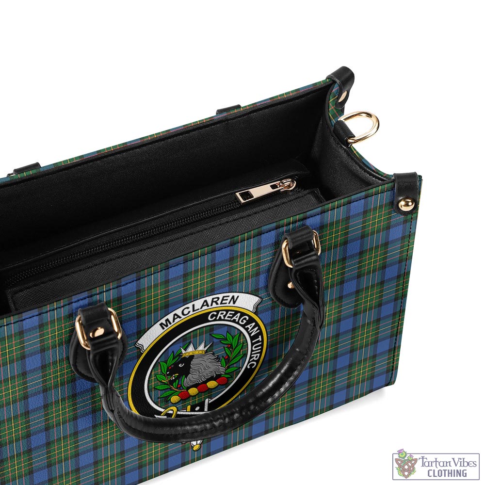 Tartan Vibes Clothing MacLaren Ancient Tartan Luxury Leather Handbags with Family Crest