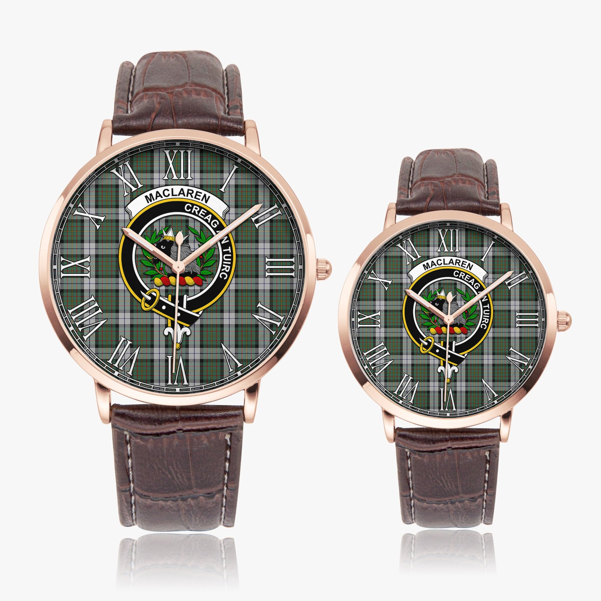 MacLaren Dress Tartan Family Crest Leather Strap Quartz Watch - Tartanvibesclothing