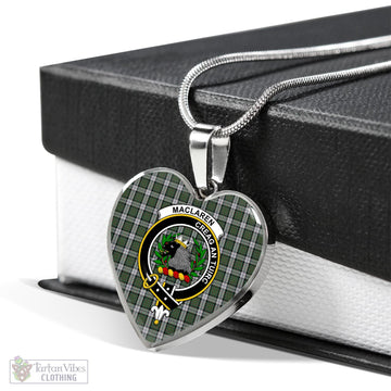 MacLaren Dress Tartan Heart Necklace with Family Crest