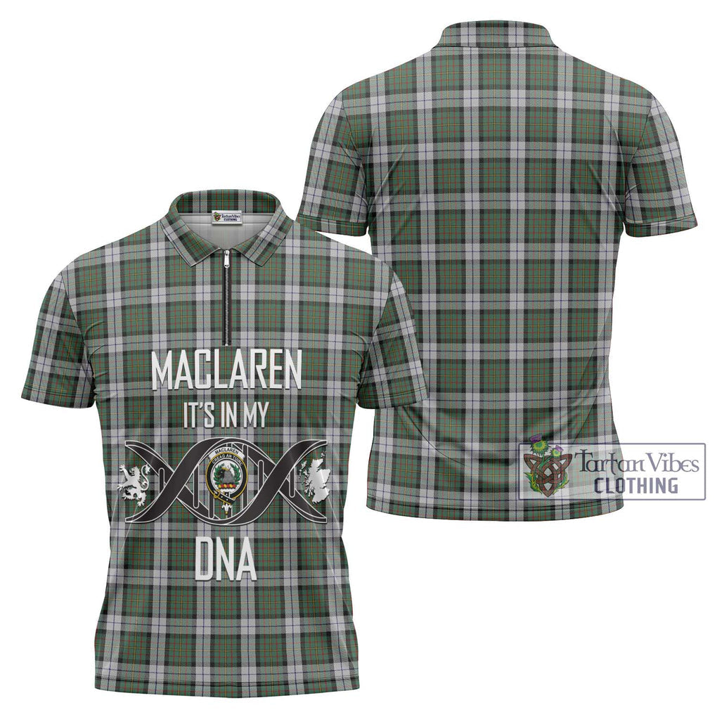 MacLaren Dress Tartan Zipper Polo Shirt with Family Crest DNA In Me Style Unisex - Tartanvibesclothing Shop