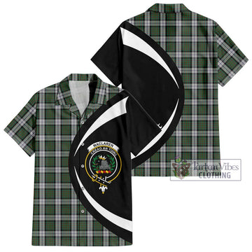 MacLaren Dress Tartan Short Sleeve Button Up with Family Crest Circle Style