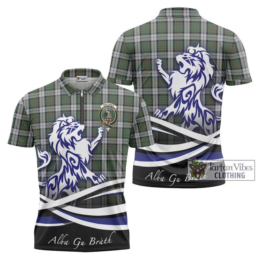 MacLaren Dress Tartan Zipper Polo Shirt with Alba Gu Brath Regal Lion Emblem Unisex - Tartanvibesclothing Shop