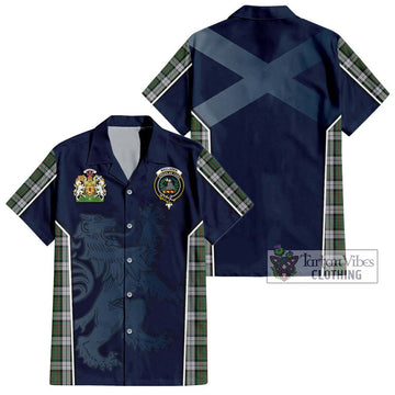 MacLaren Dress Tartan Short Sleeve Button Shirt with Family Crest and Lion Rampant Vibes Sport Style