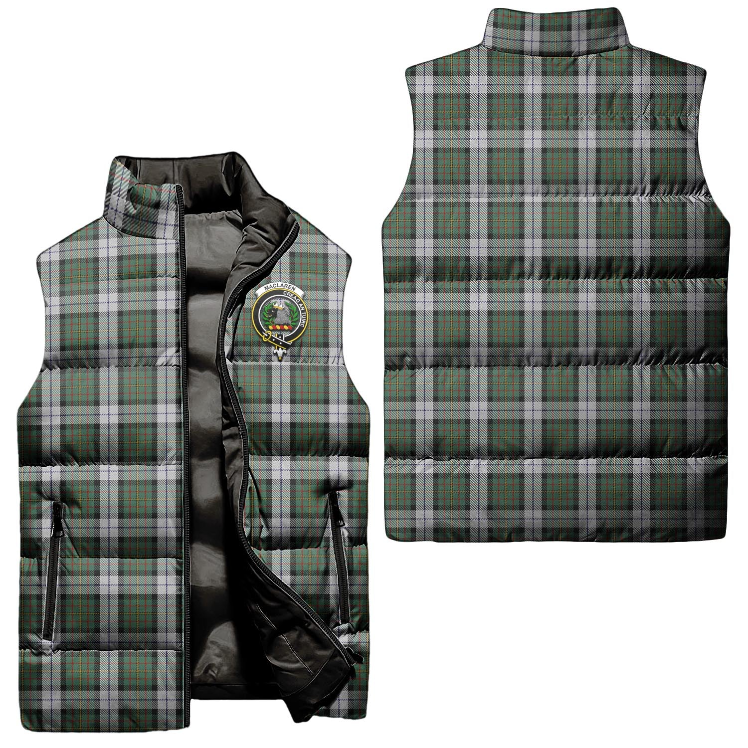 MacLaren Dress Tartan Sleeveless Puffer Jacket with Family Crest Unisex - Tartanvibesclothing