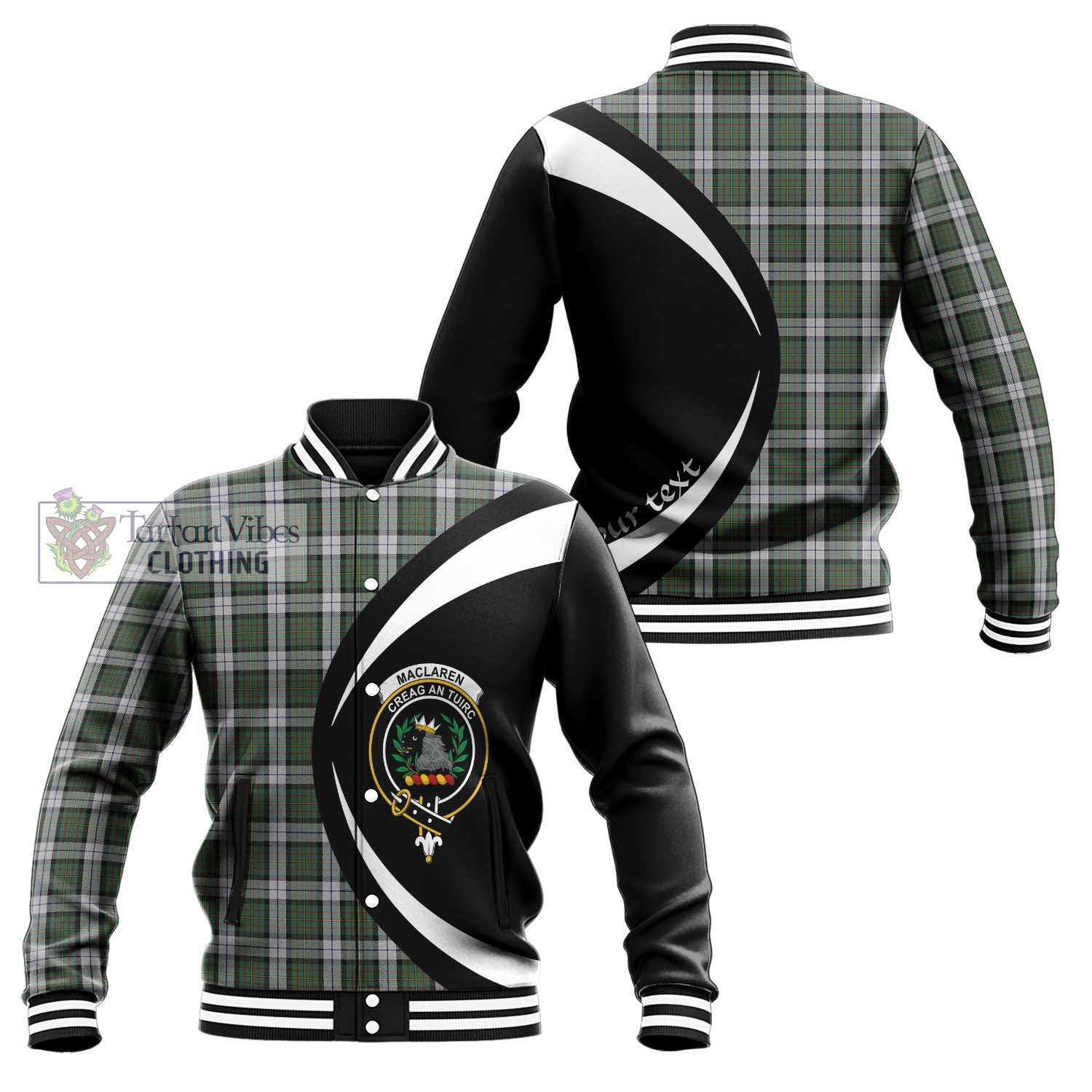 MacLaren Dress Tartan Baseball Jacket with Family Crest Circle Style Unisex - Tartan Vibes Clothing