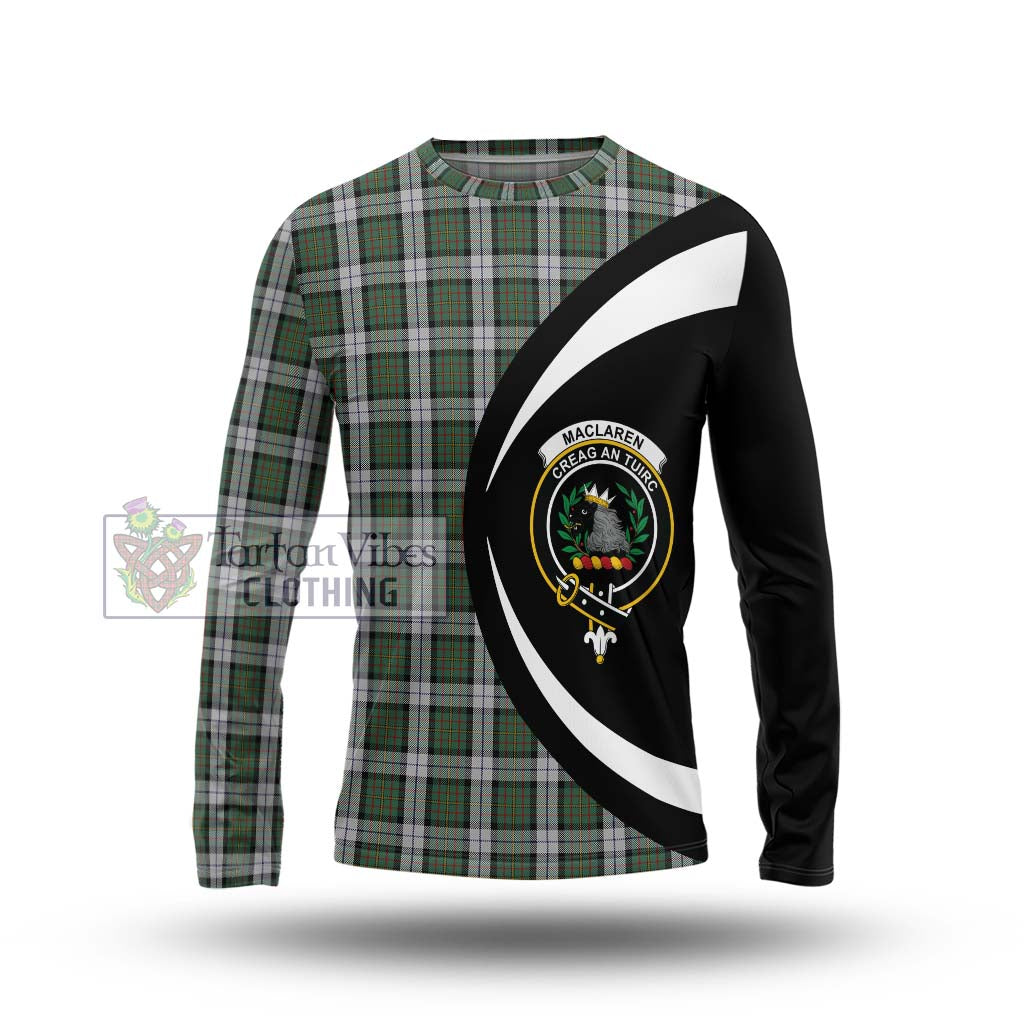 MacLaren Dress Tartan Long Sleeve T-Shirt with Family Crest Circle Style Unisex - Tartan Vibes Clothing