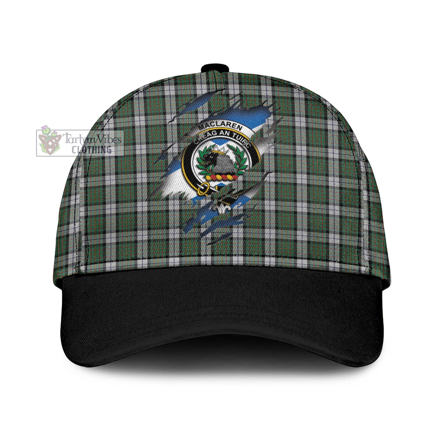 Tartan Vibes Clothing MacLaren Dress Tartan Classic Cap with Family Crest In Me Style