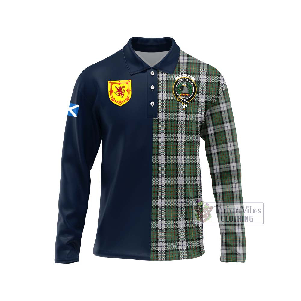 Tartan Vibes Clothing MacLaren Dress Tartan Long Sleeve Polo Shirt with Scottish Lion Royal Arm Half Style