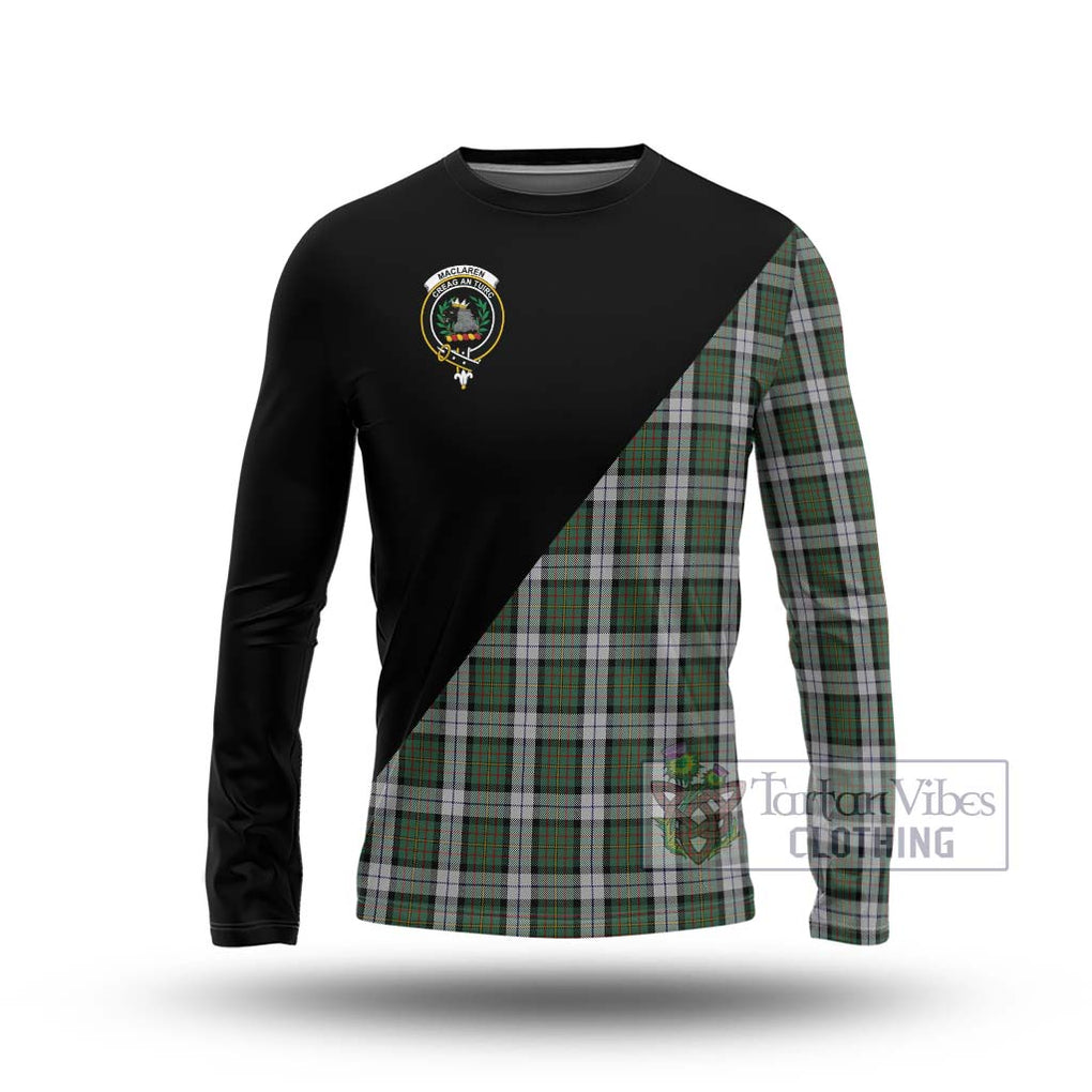 MacLaren Dress Tartan Long Sleeve T-Shirt with Family Crest and Military Logo Style Unisex - Tartanvibesclothing Shop