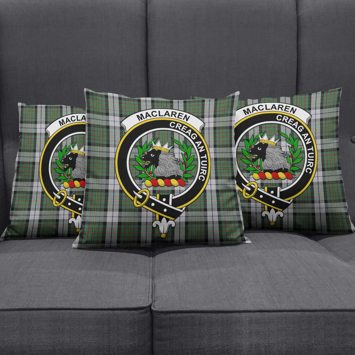 MacLaren Dress Tartan Pillow Cover with Family Crest Square Pillow Cover - Tartanvibesclothing