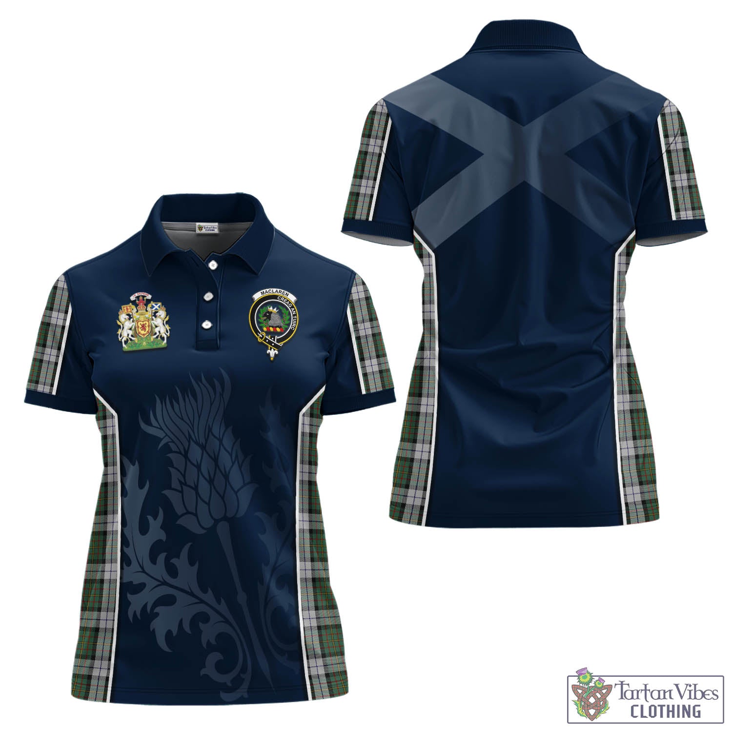 Tartan Vibes Clothing MacLaren Dress Tartan Women's Polo Shirt with Family Crest and Scottish Thistle Vibes Sport Style