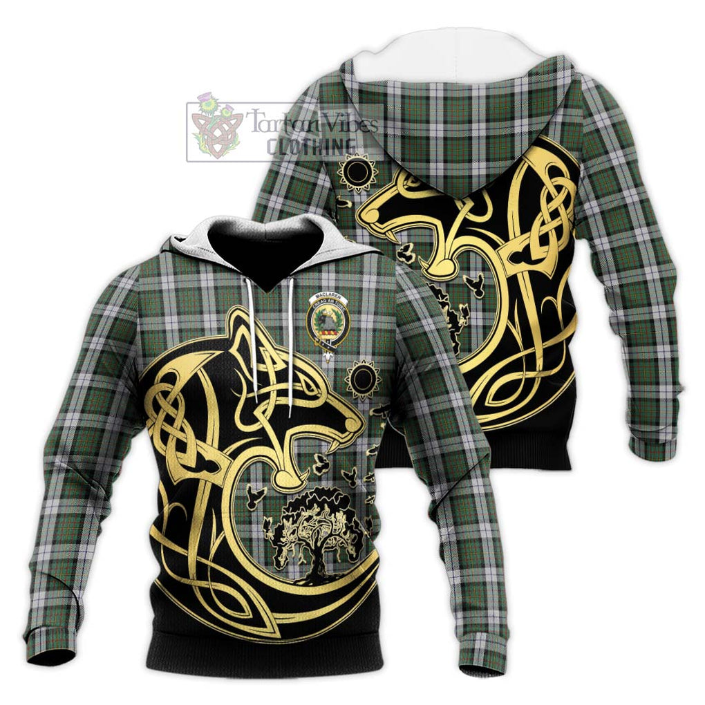 MacLaren Dress Tartan Knitted Hoodie with Family Crest Celtic Wolf Style Unisex Knitted Pullover Hoodie - Tartan Vibes Clothing