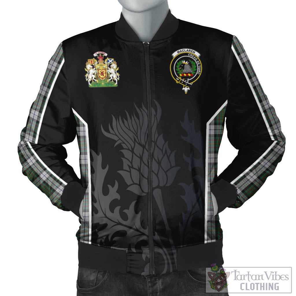 Tartan Vibes Clothing MacLaren Dress Tartan Bomber Jacket with Family Crest and Scottish Thistle Vibes Sport Style