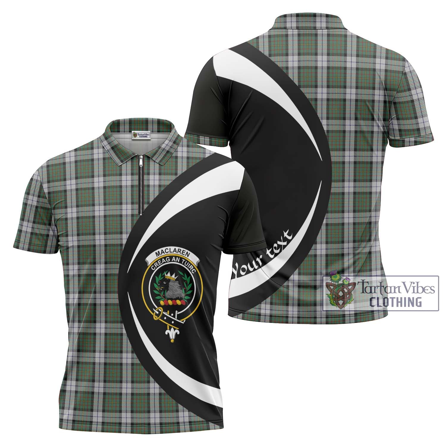 Tartan Vibes Clothing MacLaren Dress Tartan Zipper Polo Shirt with Family Crest Circle Style