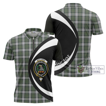 MacLaren Dress Tartan Zipper Polo Shirt with Family Crest Circle Style