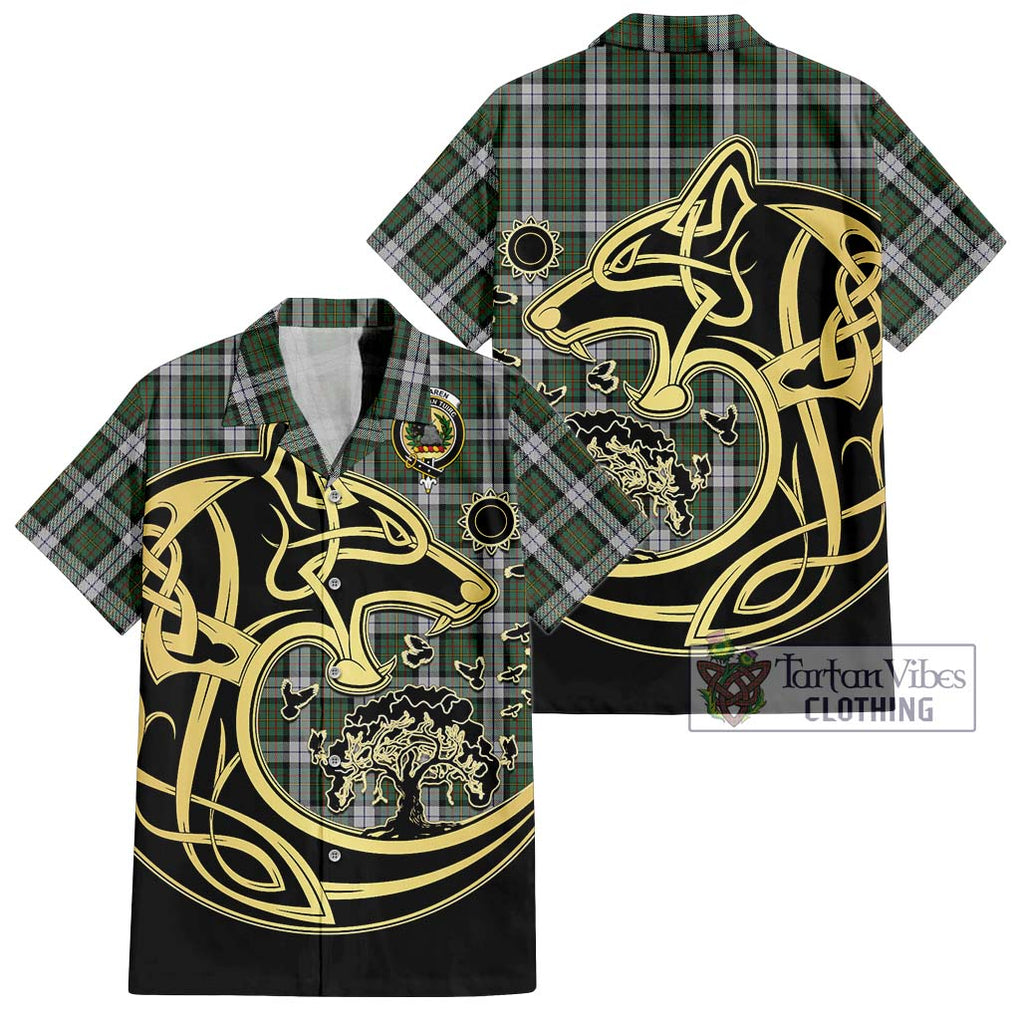 MacLaren Dress Tartan Short Sleeve Button Shirt with Family Crest Celtic Wolf Style Kid - Tartan Vibes Clothing