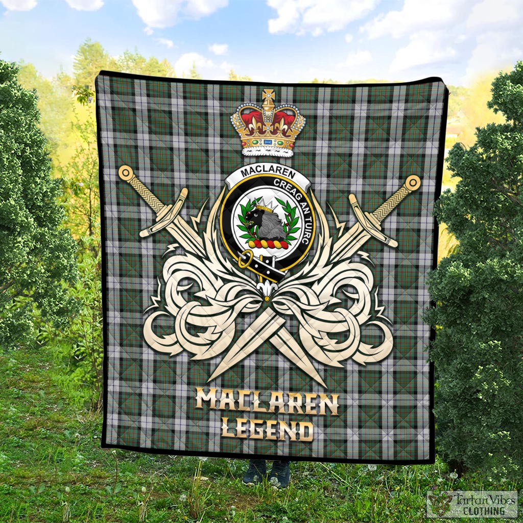 Tartan Vibes Clothing MacLaren Dress Tartan Quilt with Clan Crest and the Golden Sword of Courageous Legacy