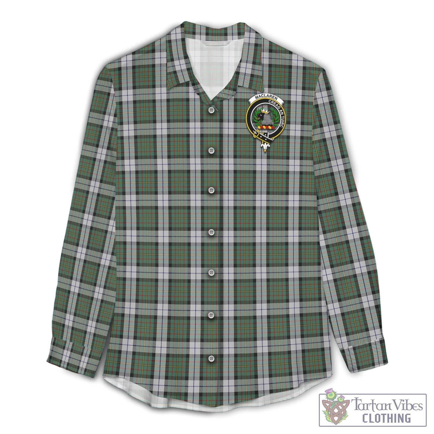 Tartan Vibes Clothing MacLaren Dress Tartan Womens Casual Shirt with Family Crest