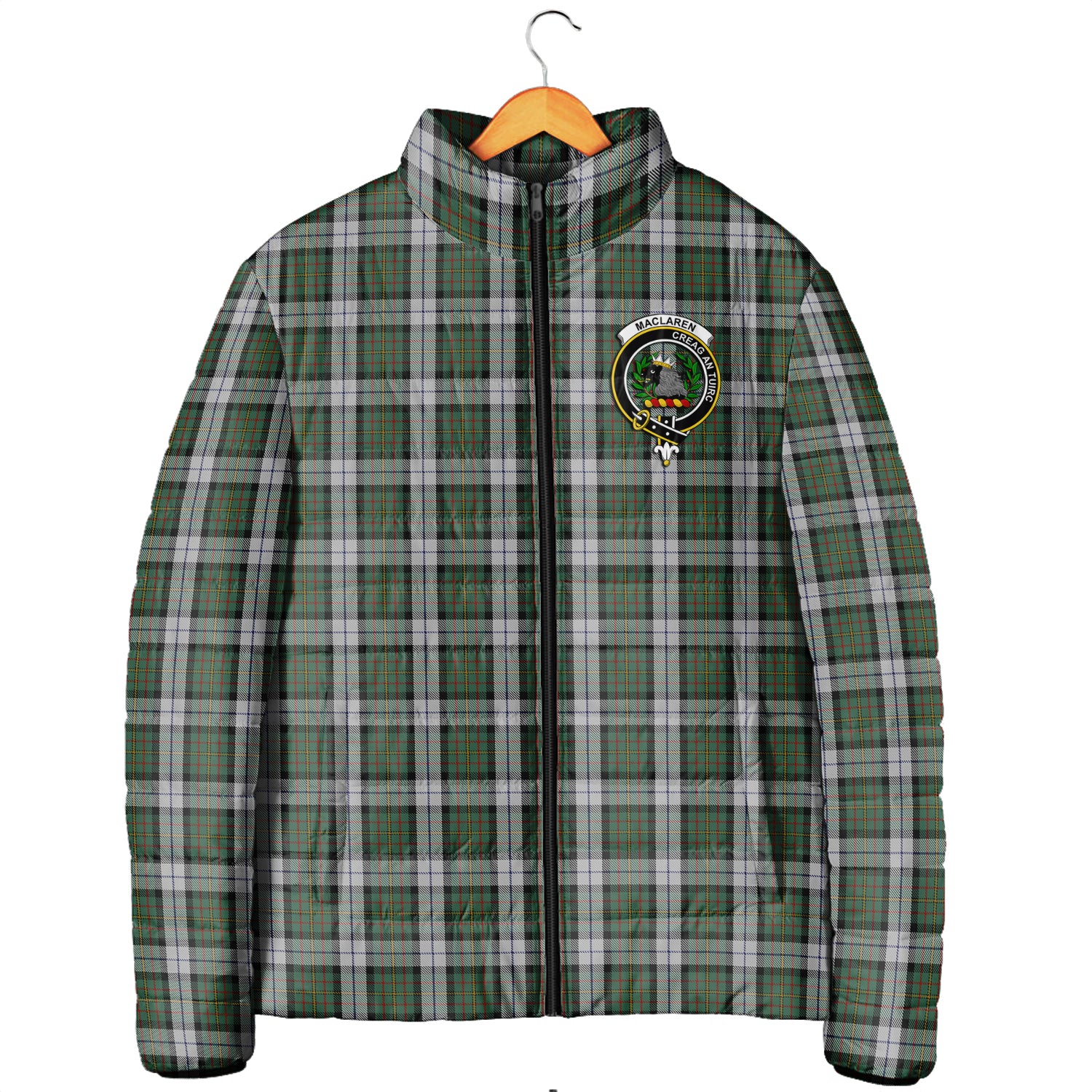 MacLaren Dress Tartan Padded Jacket with Family Crest Men's Padded Jacket - Tartan Vibes Clothing