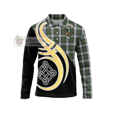 MacLaren Dress Tartan Long Sleeve Polo Shirt with Family Crest and Celtic Symbol Style