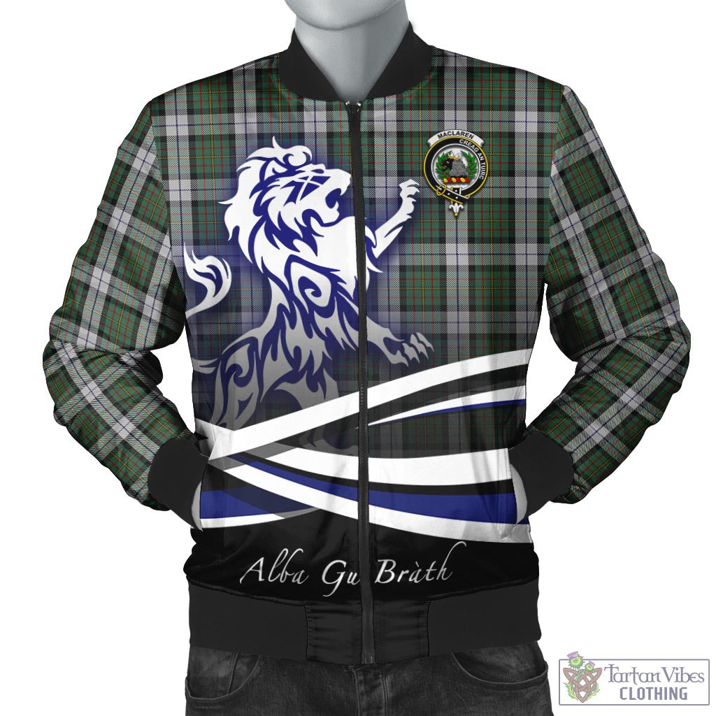 Tartan Vibes Clothing MacLaren Dress Tartan Bomber Jacket with Alba Gu Brath Regal Lion Emblem